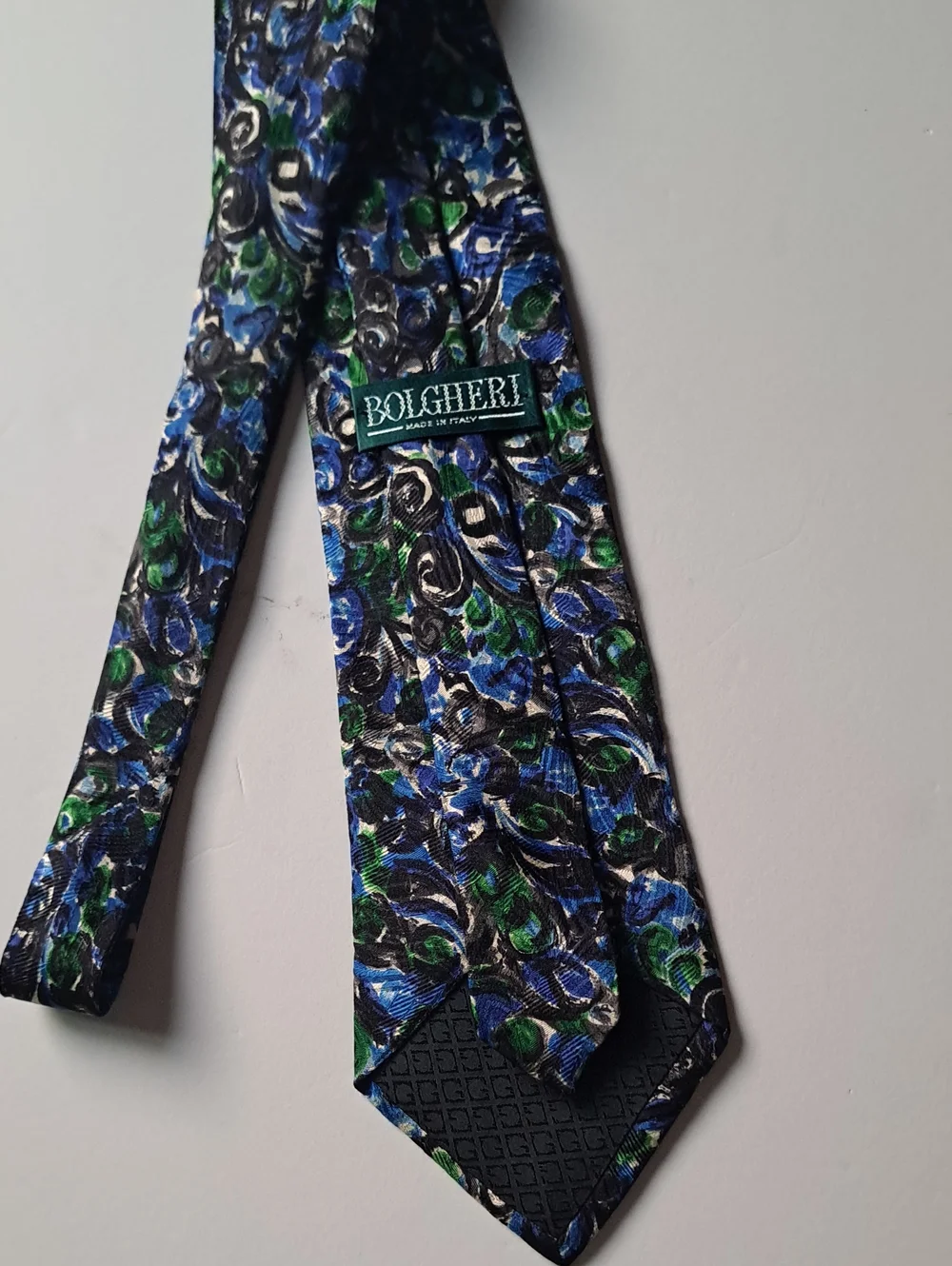 BOLGHERI Blue & Green Floral Paisley Men's Tie MADE IN ITALY